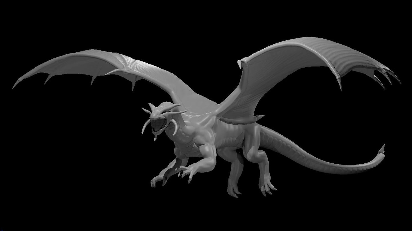 Ancient Sapphire Dragon Flying miniature model for D&D - Dungeons and Dragons, Pathfinder and Tabletop RPGs