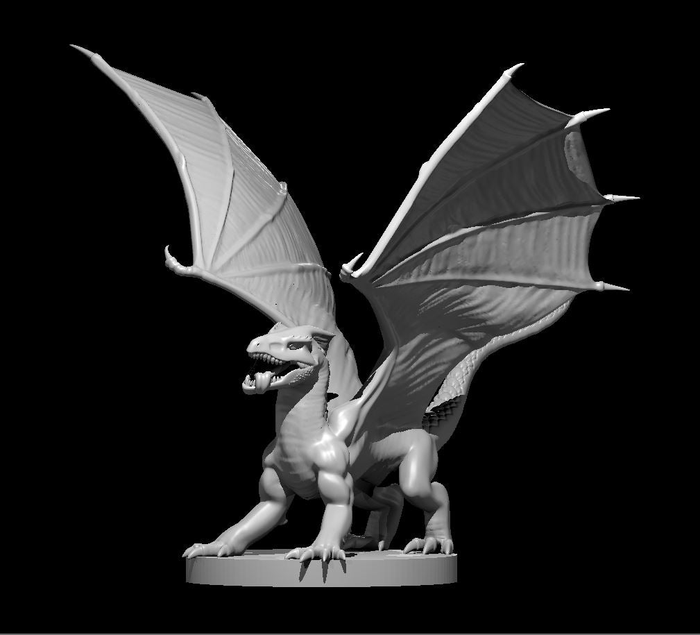 White Dragon Wyrmling miniature model for D&D - Dungeons and Dragons, Pathfinder and Tabletop RPGs