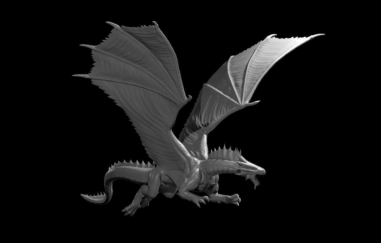 Ancient Bronze Dragon Flying miniature model for D&D - Dungeons and Dragons, Pathfinder and Tabletop RPGs