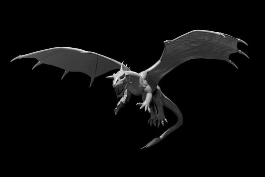 Black Dragon Wyrmling flying miniature model for D&D - Dungeons and Dragons, Pathfinder and Tabletop RPGs