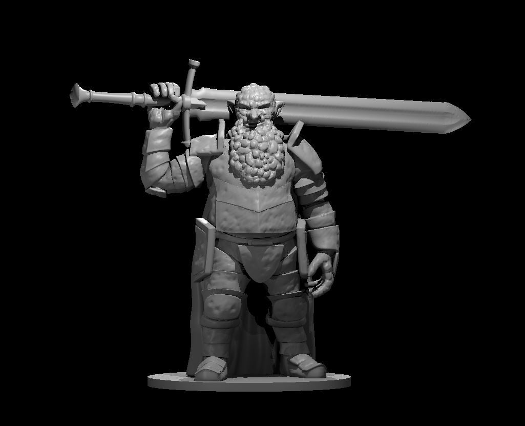 Rock Troll in Stone Armor with Giant Sword miniature model for D&D - Dungeons and Dragons, Pathfinder and Tabletop RPGs