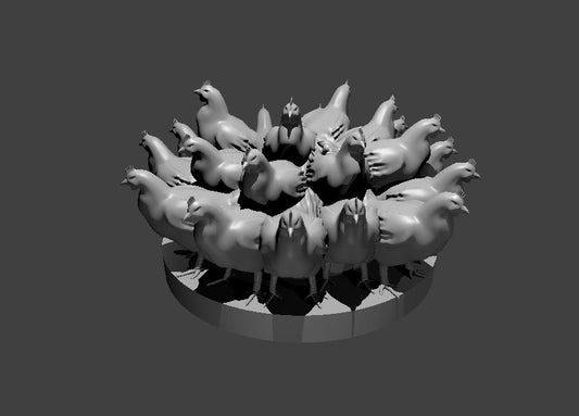 Swarm of Chickens miniature model for D&D - Dungeons and Dragons, Pathfinder and Tabletop RPGs