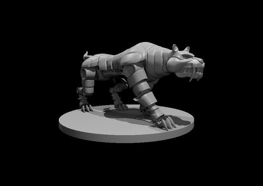 Clockwork Saber Tooth Tiger miniature model for D&D - Dungeons and Dragons, Pathfinder and Tabletop RPGs