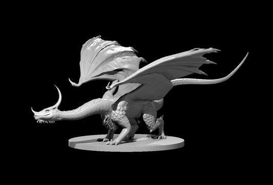 Young Moonstone Dragon miniature model for D&D - Dungeons and Dragons, Pathfinder and Tabletop RPGs