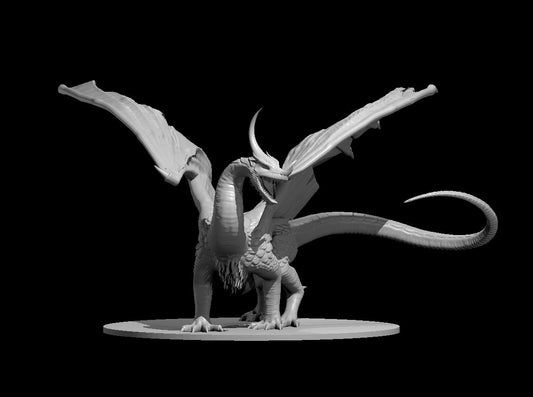 Adult Moonstone Dragon miniature model for D&D - Dungeons and Dragons, Pathfinder and Tabletop RPGs