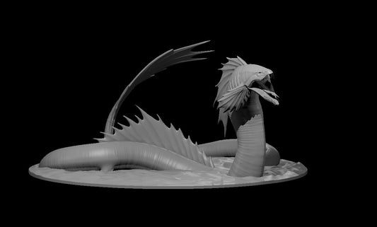 Young Sea Serpent in water miniature model for D&D - Dungeons and Dragons, Pathfinder and Tabletop RPGs