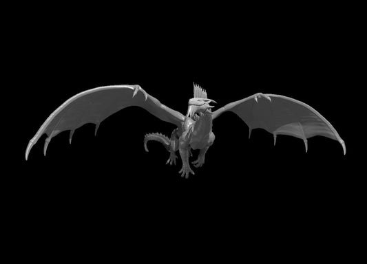 Ancient Silver Dragon Flying miniature model for D&D - Dungeons and Dragons, Pathfinder and Tabletop RPGs