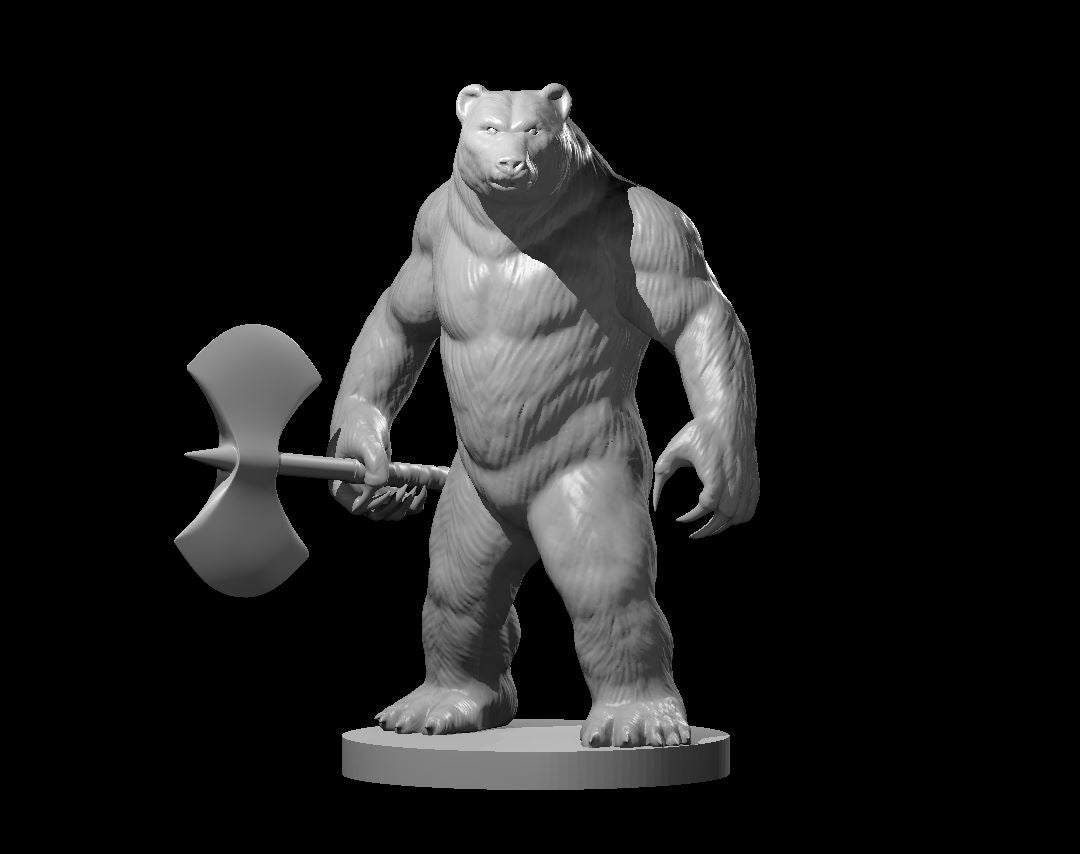 Werebear with axe miniature model for D&D - Dungeons and Dragons, Pathfinder and Tabletop RPGs