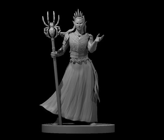 Drow Matron Mother Armored miniature model for D&D - Dungeons and Dragons, Pathfinder and Tabletop RPGs