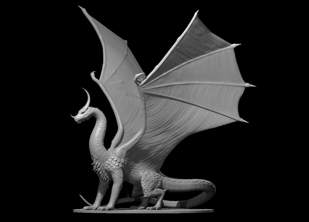 Ancient Moonstone Dragon modeld miniature model for D&D - Dungeons and Dragons, Pathfinder and Tabletop RPGs