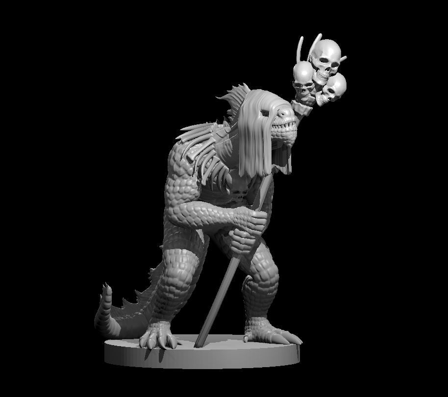 Lizardfolk Shaman miniature model for D&D - Dungeons and Dragons, Pathfinder and Tabletop RPGs