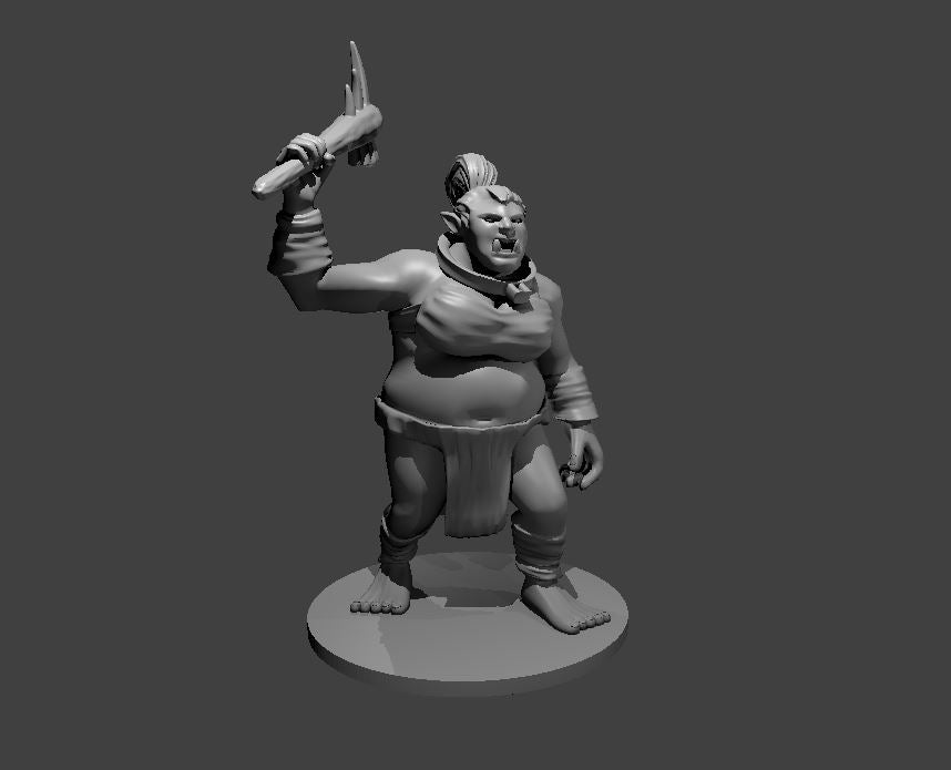 Female Ogre with Neck Harness and Dented head miniature model for D&D - Dungeons and Dragons, Pathfinder and Tabletop RPGs