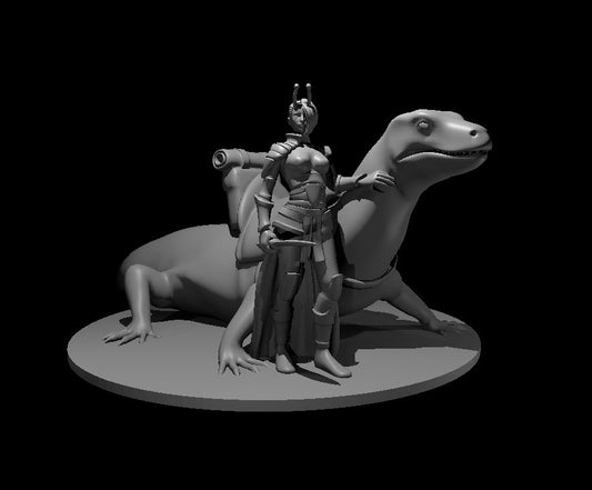 Lashanta Woman with Lizard Mount miniature model for D&D - Dungeons and Dragons, Pathfinder and Tabletop RPGs