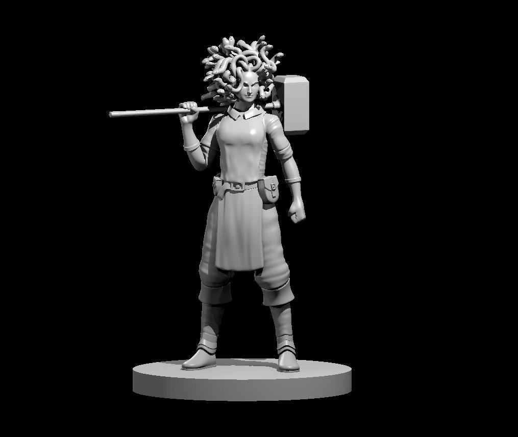 Medusa Female Blacksmith miniature model for D&D - Dungeons and Dragons, Pathfinder and Tabletop RPGs