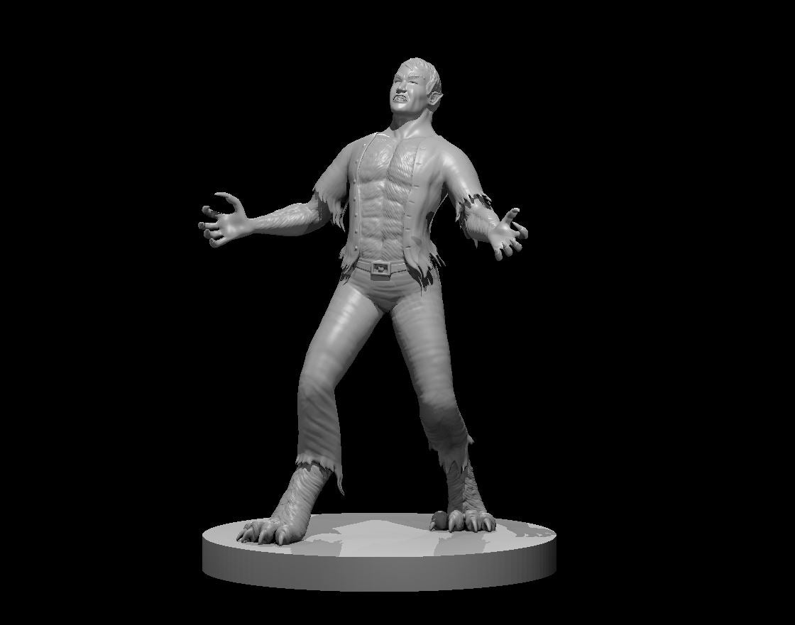 Werewolf Transformation Male sculpted miniature model for D&D - Dungeons and Dragons, Pathfinder and Tabletop RPGs