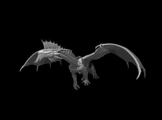 Silver Dragon Wyrmling Flying miniature model for D&D - Dungeons and Dragons, Pathfinder and Tabletop RPGs