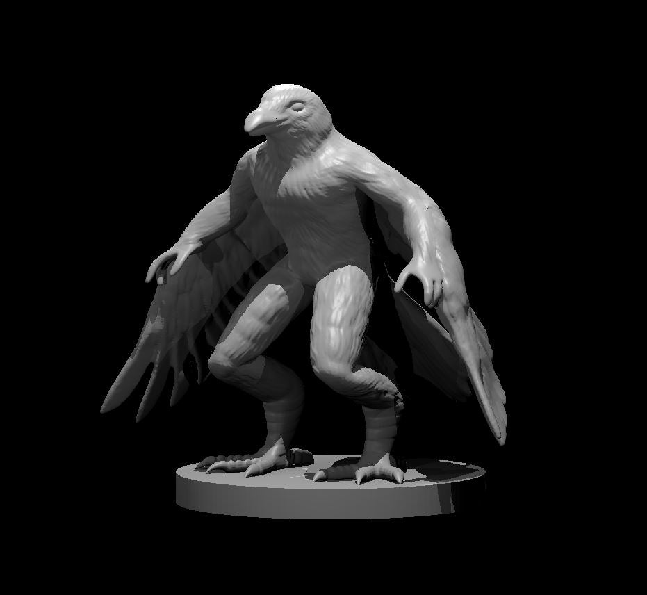 Wereraven miniature model for D&D - Dungeons and Dragons, Pathfinder and Tabletop RPGs