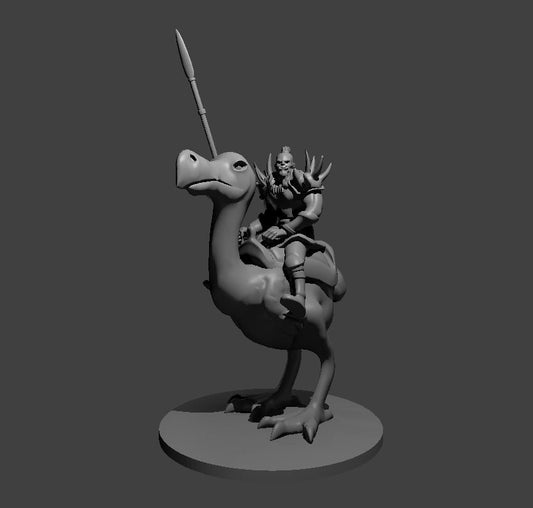 Orc Axe Beak Rider miniature model for D&D - Dungeons and Dragons, Pathfinder and Tabletop RPGs