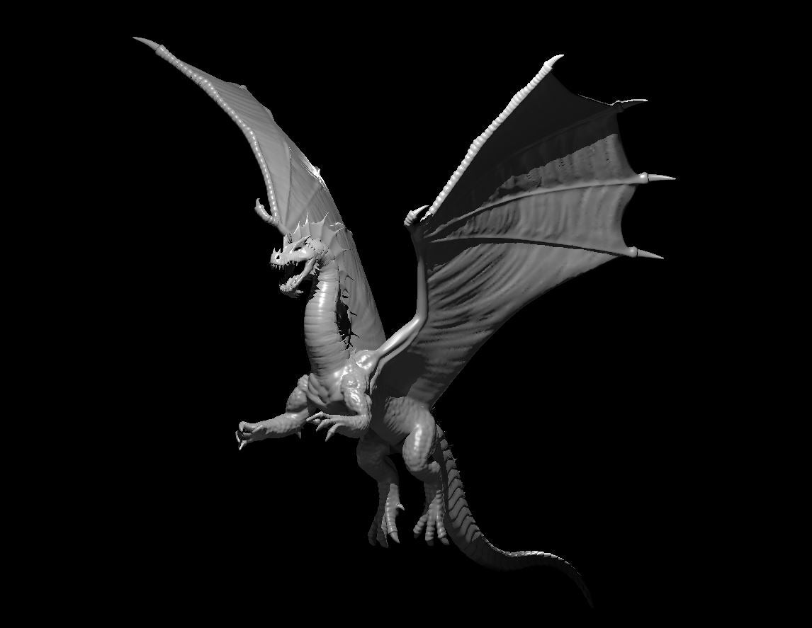 Green Dragon Ancient Flying miniature model for D&D - Dungeons and Dragons, Pathfinder and Tabletop RPGs