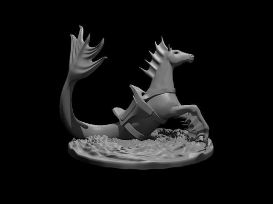 Hippocampus with Saddle miniature model for D&D - Dungeons and Dragons, Pathfinder and Tabletop RPGs