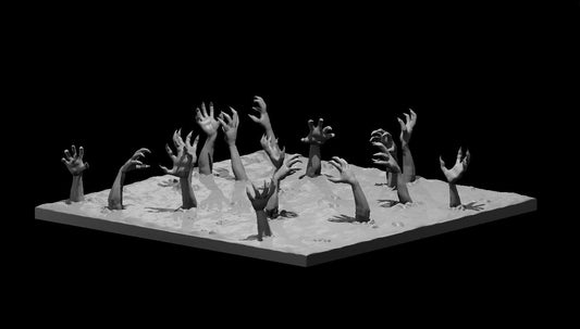 Zombies Coming out of Ground miniature model for D&D - Dungeons and Dragons, Pathfinder and Tabletop RPGs