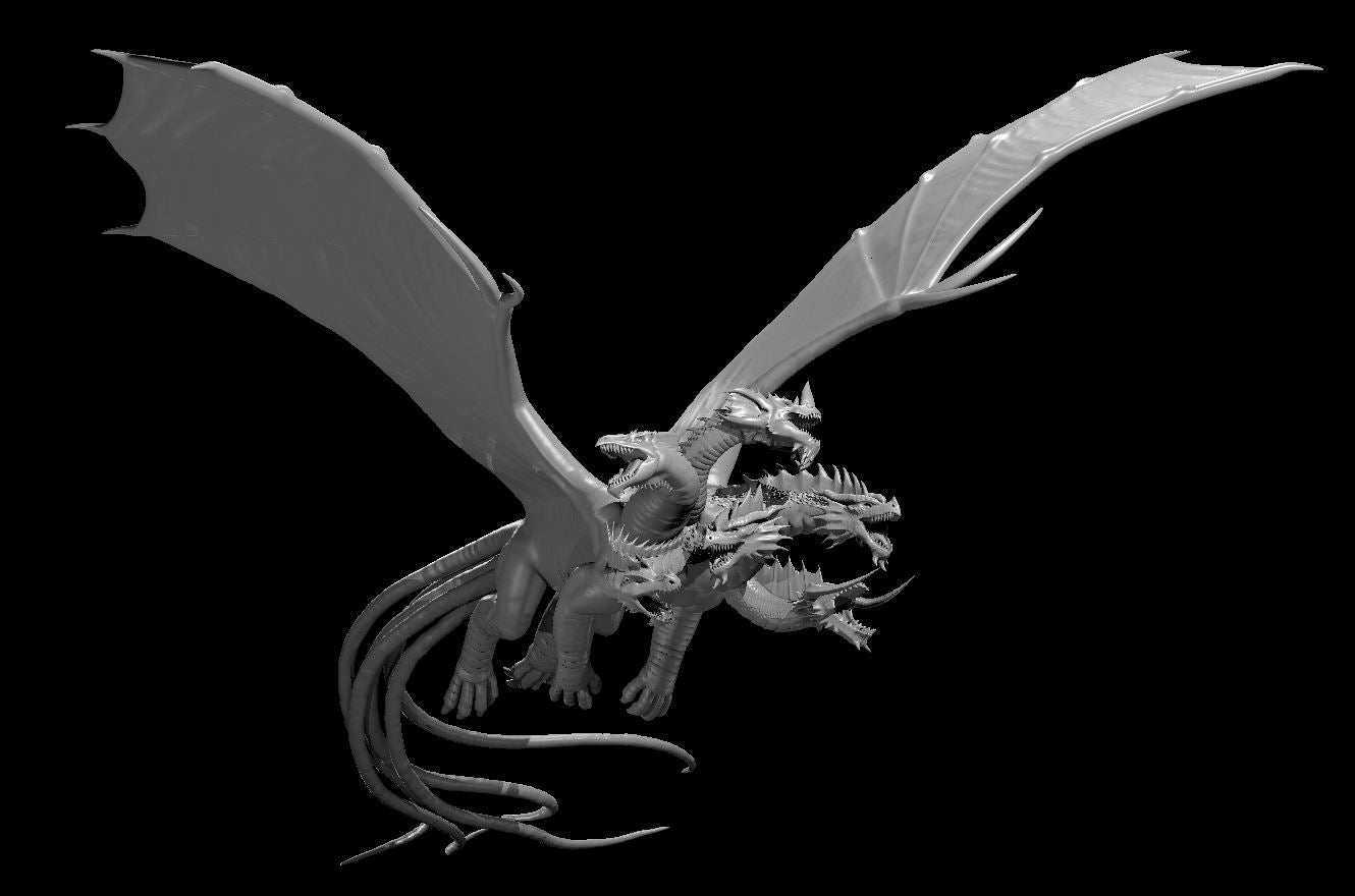 Dracohydra Flying miniature model for D&D - Dungeons and Dragons, Pathfinder and Tabletop RPGs