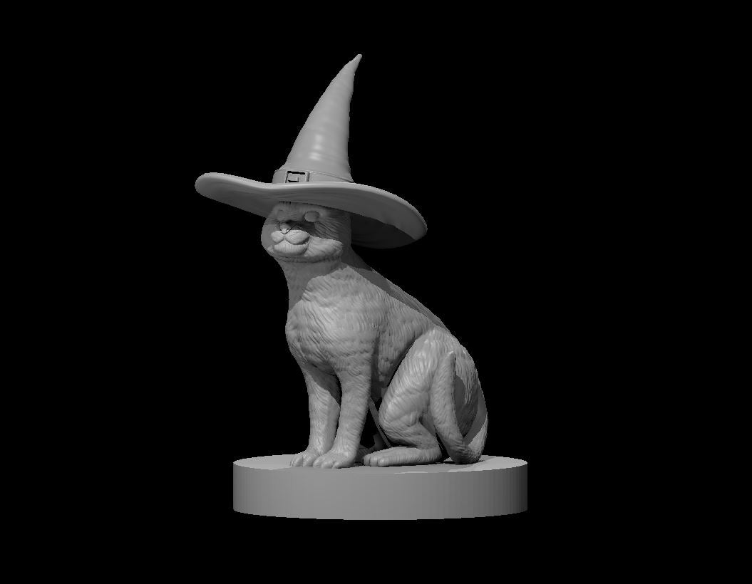 Cat with Witch Hat miniature model for D&D - Dungeons and Dragons, Pathfinder and Tabletop RPGs