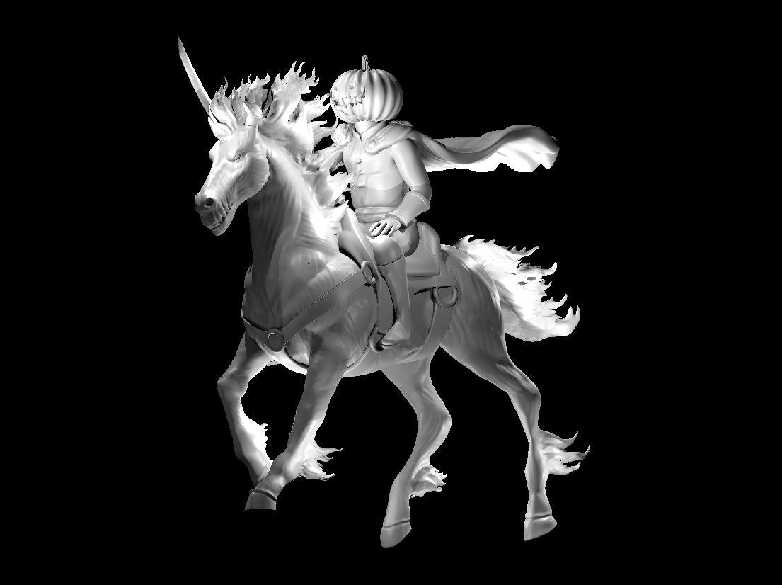 Headless Horseman with Pumpkin Head miniature model for D&D - Dungeons and Dragons, Pathfinder and Tabletop RPGs