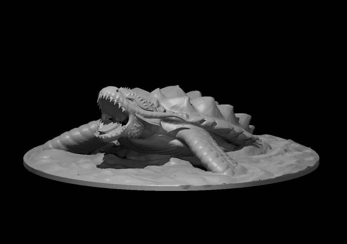 Dragon Turtle in water miniature model for D&D - Dungeons and Dragons, Pathfinder and Tabletop RPGs