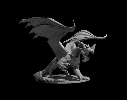 Blue Dragon Ancient wings closed miniature model for D&D - Dungeons and Dragons, Pathfinder and Tabletop RPGs