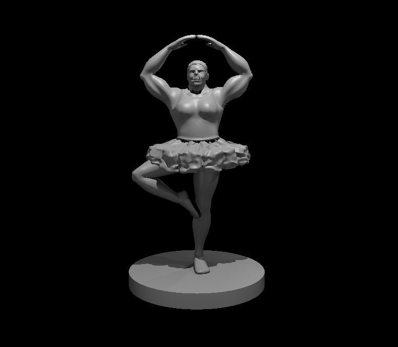 Female Orc Ballerina miniature model for D&D - Dungeons and Dragons, Pathfinder and Tabletop RPGs