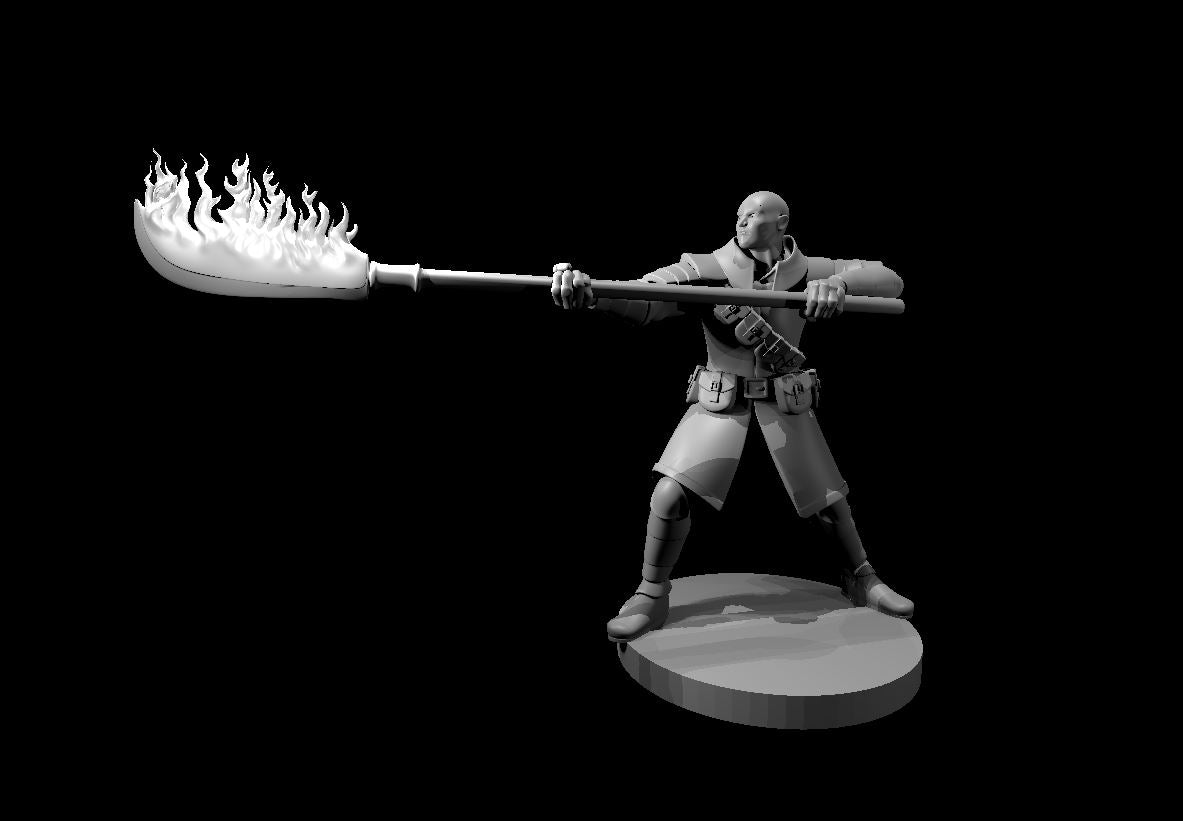 Goliath Male Blood Hunter with Glaiv on Fire miniature model for D&D - Dungeons and Dragons, Pathfinder and Tabletop RPGs