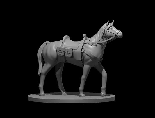 Riding Horse with saddle miniature model for D&D - Dungeons and Dragons, Pathfinder and Tabletop RPGs