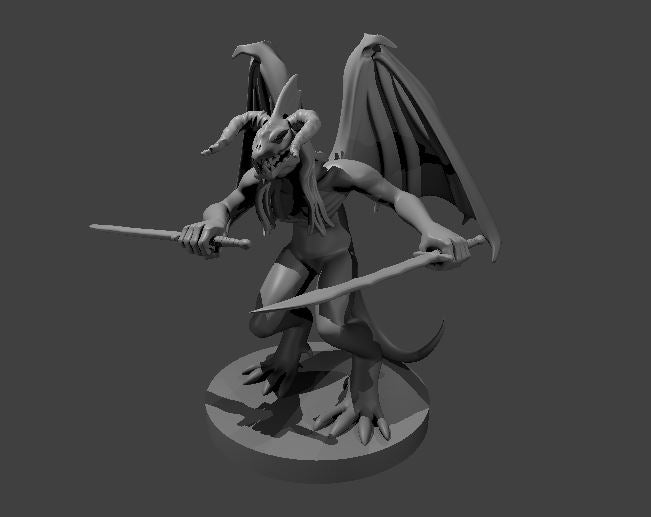 Black Abishai miniature model for D&D - Dungeons and Dragons, Pathfinder and Tabletop RPGs