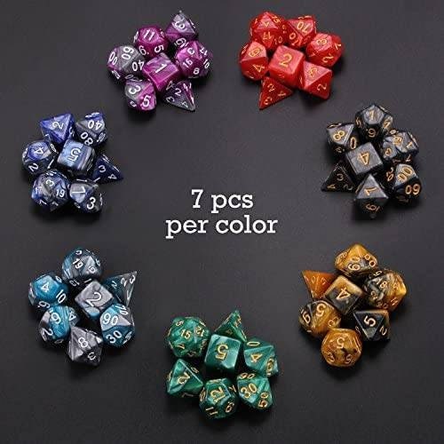 D&D Polyhedral Dice 7pc set for Dungeons and Dragons and other TTRPGs