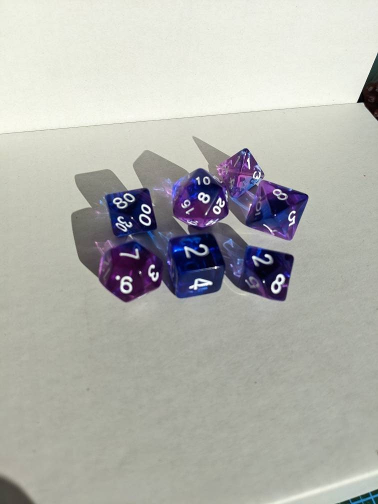 Twilight Dice Set                       D&D Polyhedral Dice full 7pc set for Dungeons and Dragons and other TTRPGs Free dice bag