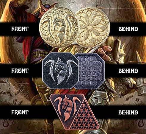 Real Metal Coins with Dragon Design for D&D TTRPGS LARP Set