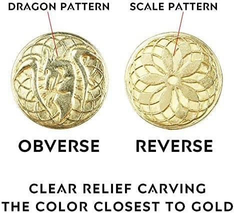 Real Metal Coins with Dragon Design for D&D TTRPGS LARP Set