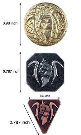 Real Metal Coins with Dragon Design for D&D TTRPGS LARP Set