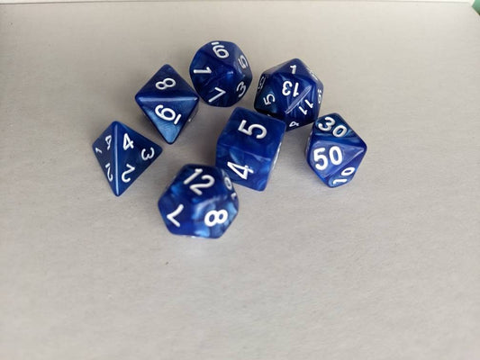Deep Sea Blue Dice Set                       D&D Polyhedral Dice full 7pc set for Dungeons and Dragons and other TTRPGs Free dice bag