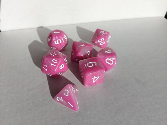 Pink Dice Set                       D&D Polyhedral Dice full 7pc set for Dungeons and Dragons and TTRPGs Free dice bag
