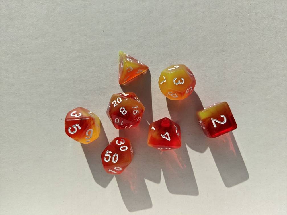 Peach Dice Set                       D&D Polyhedral Dice full 7pc set for Dungeons and Dragons and TTRPGs Free dice bag