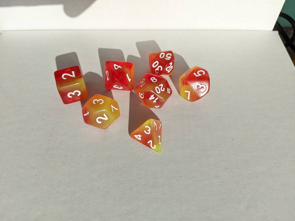 Peach Dice Set                       D&D Polyhedral Dice full 7pc set for Dungeons and Dragons and TTRPGs Free dice bag