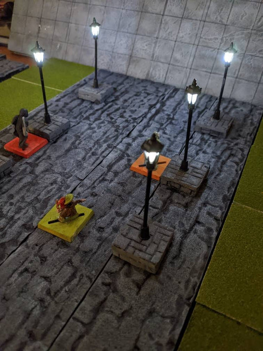 LED Lamp Post sets of 2,4,6 for Dungeons & Dragons, Warhammer, Age of Sigmar and other Tabletop RPG terrain