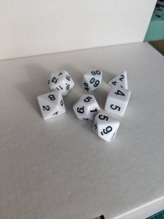 Blizzard White Dice Set                       D&D Polyhedral Dice full 7pc set for Dungeons and Dragons and TTRPGs Free dice bag