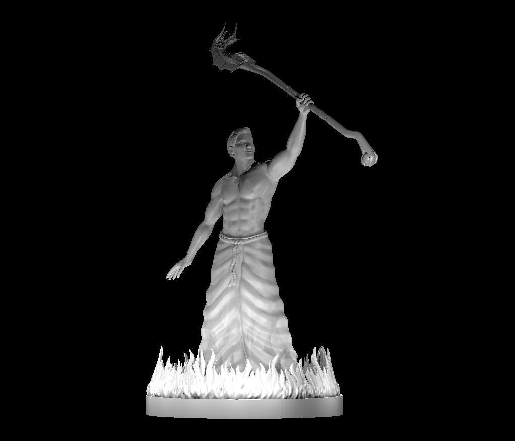 Fire Wizard with Dragon Staff Miniature