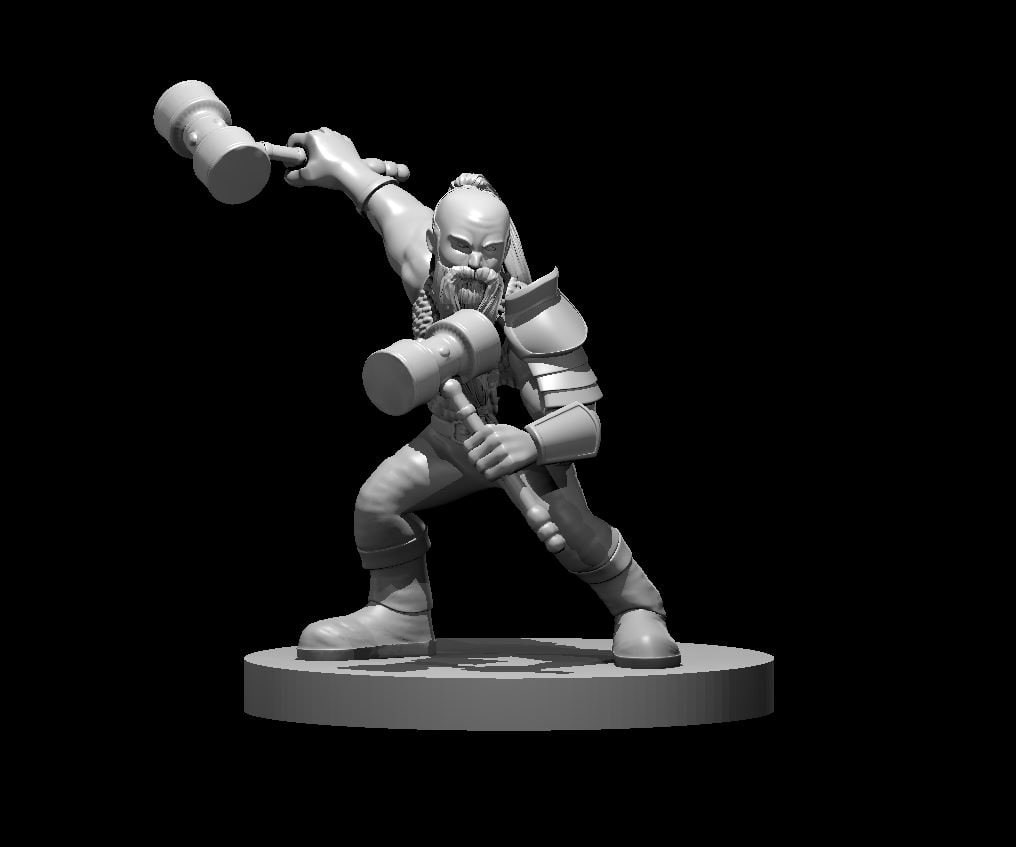 Dwarf Dual Hammer Fighter Miniature