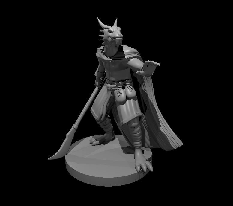 Dragonborn with Glaive Miniature