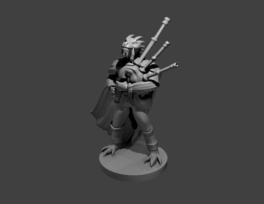 Dragonborn Bagpiper Bard Miniature