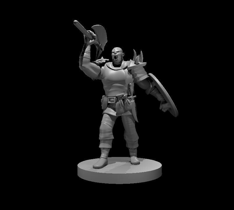 Half Orc Barbarian with Shield Miniature